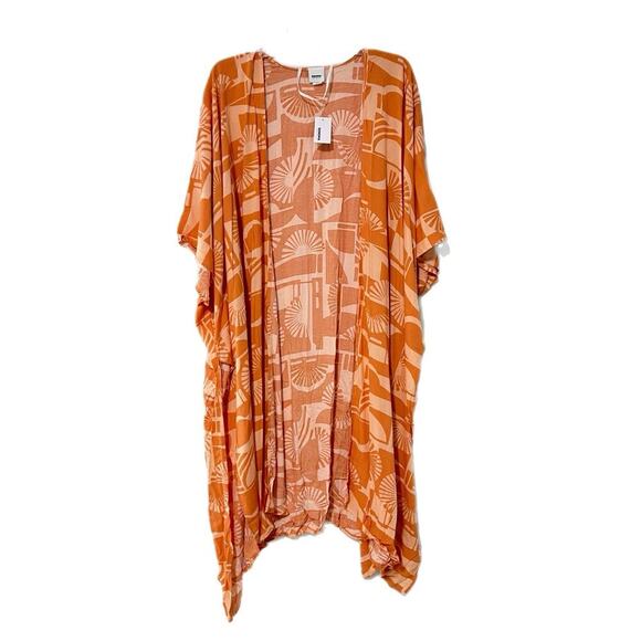 Sonoma Other - Sonoma Kimono Cover Up Women One Size Orange Long Boho Coastal Airy Resort NEW
